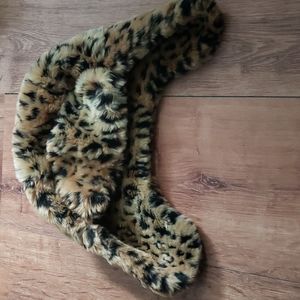 Animal print hat with ear flaps